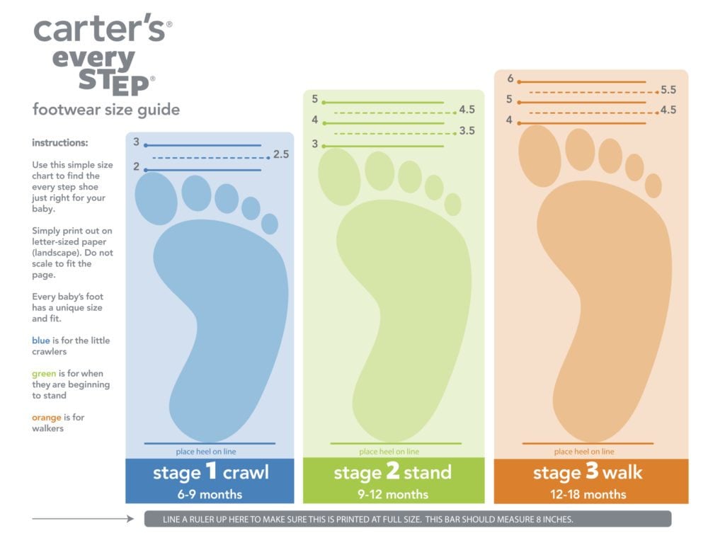 Baby Chick, Carters, Every Step, baby shoes, size chart