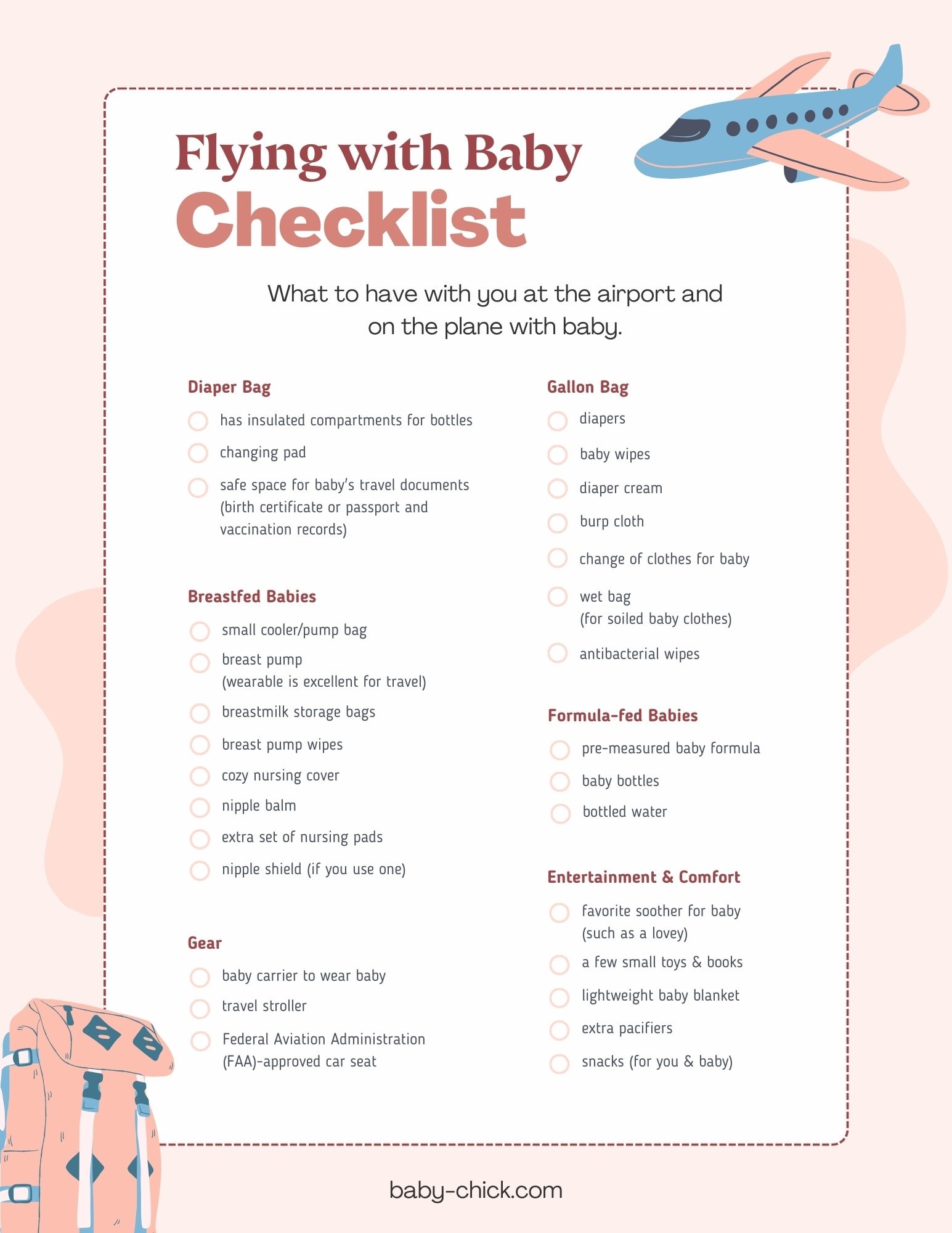 Flying with Baby Checklist graphic