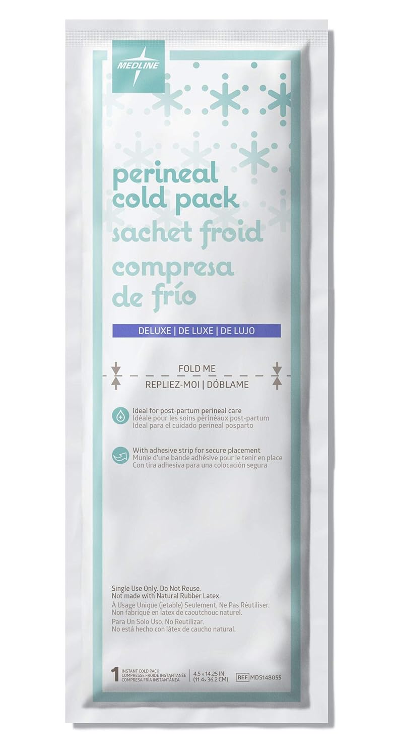 Medline Premium Perineal Cold Packs for Postpartum Care with Adhesive Strip (24 Count)