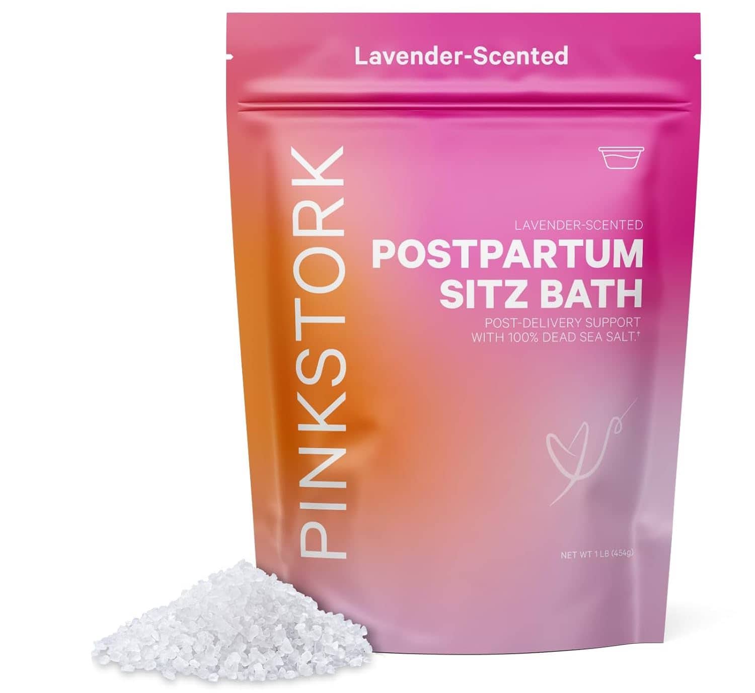 Pink Stork Postpartum Sitz Bath Soak: Dead Sea Salt for Perineal Care & Cleansing