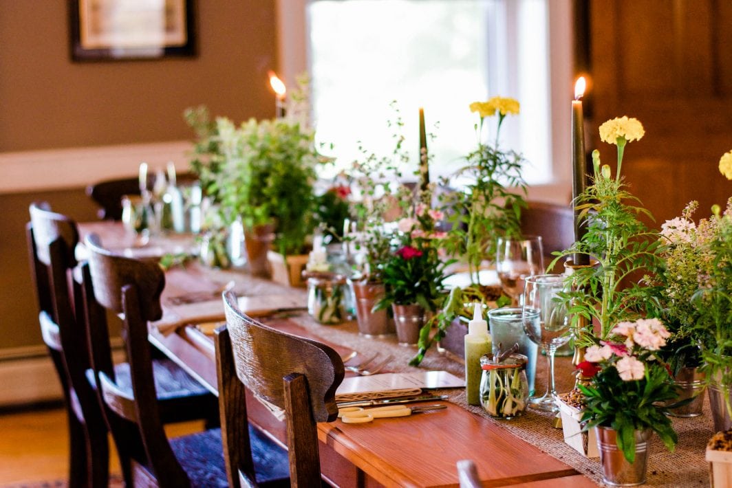 Our table was decorated so beautifully with fresh herbs as the centerpieces. | Baby Chick