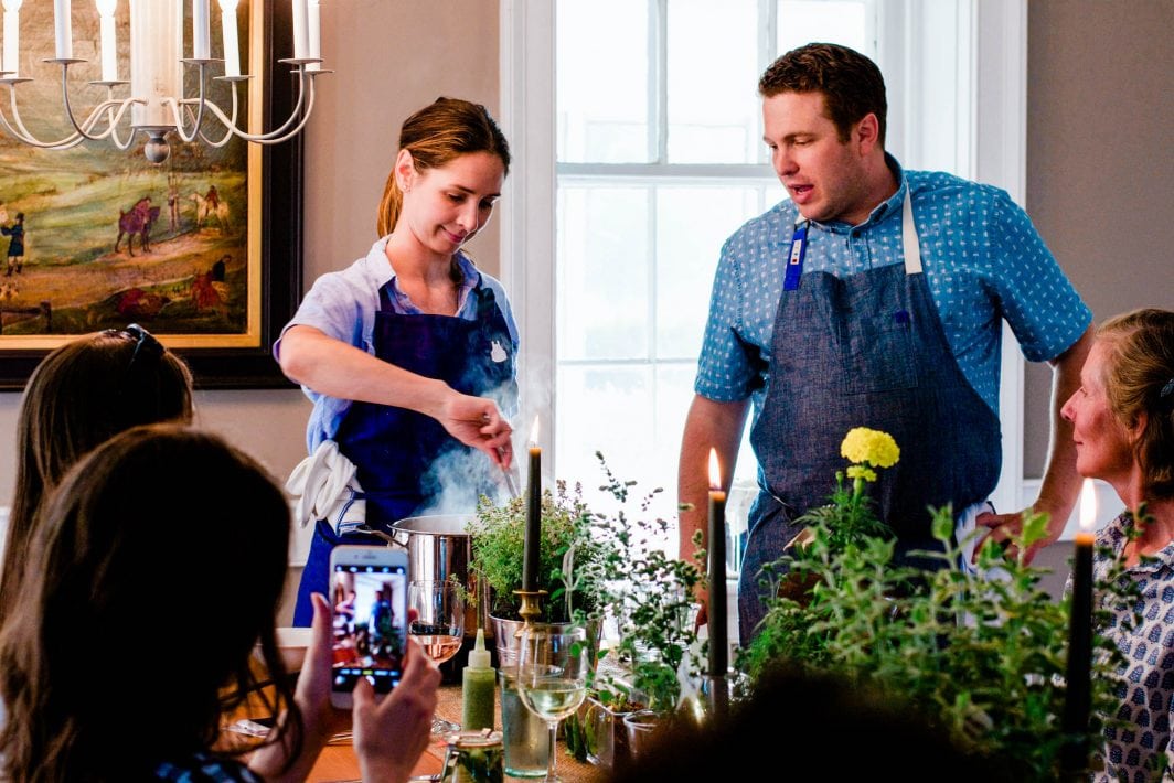Blue Apron’s head chef, John Adler, with chef Tracy Malechek as they prepared the ricotta with Stonyfield yogurt for our second course. | Baby Chick
