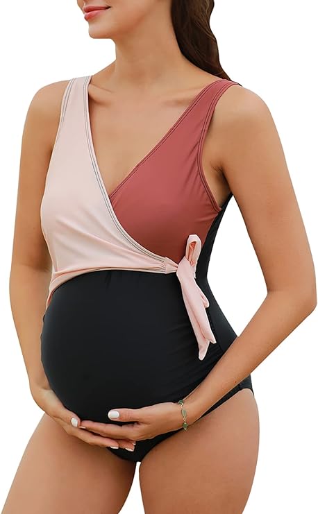 High-Cut Tie-Front Maternity Bathing Suit 