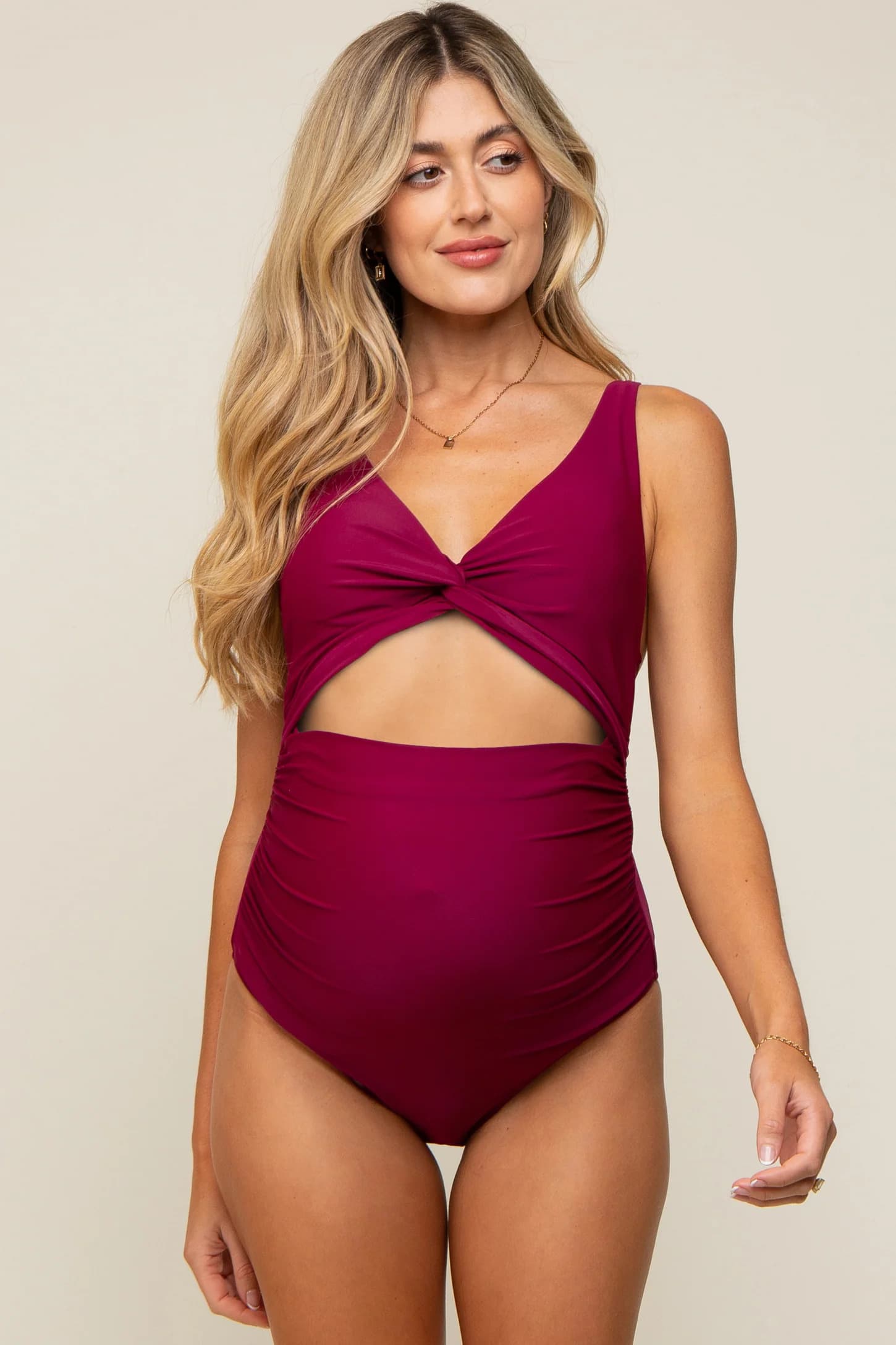 Ruched Cutout Maternity One-Piece Swimsuit