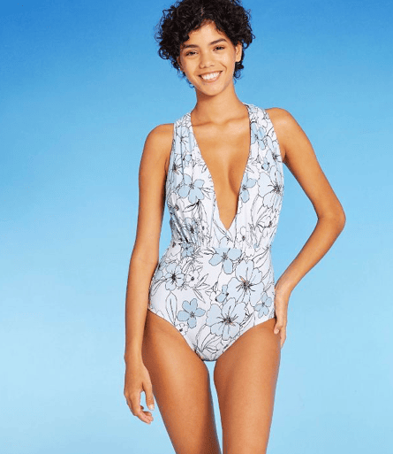 Women's Plunge Front One Piece Swimsuit - Sea Angel White