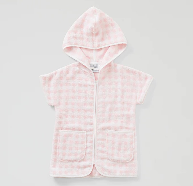 Pink and white checkered kids towel cover up 