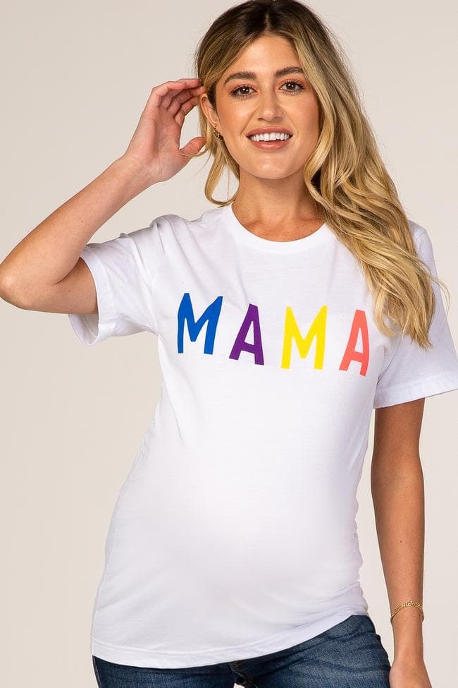 White Short Sleeve Graphic Maternity T-Shirt