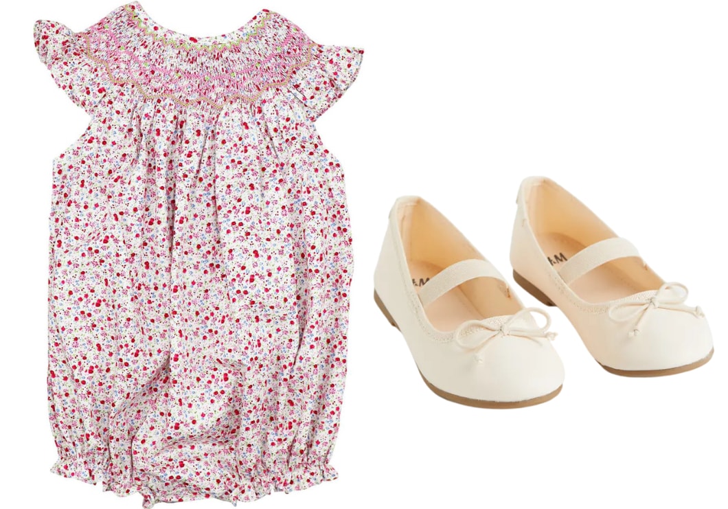 Floral bubble with white ballet flats 