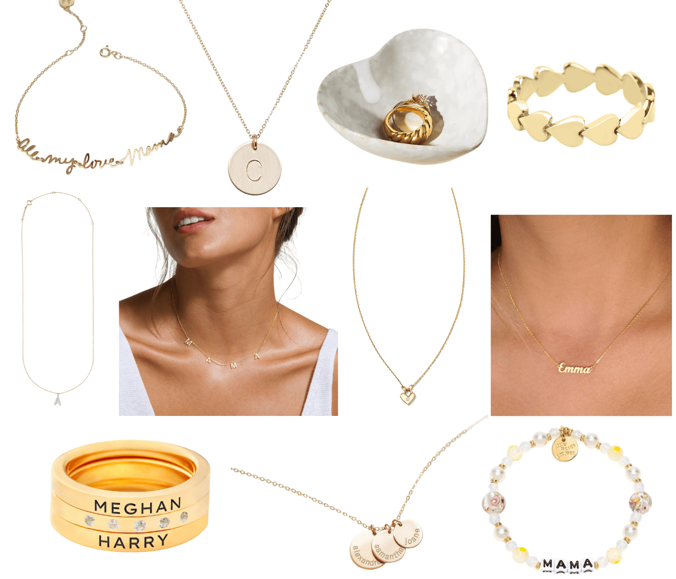 Collage of jewelry gift ideas 