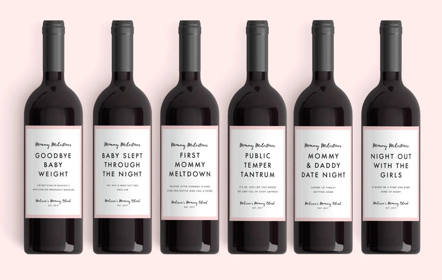 New mom wine labels 