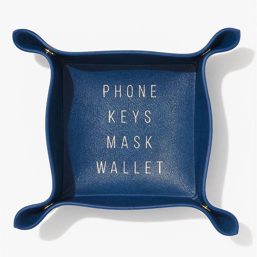 Navy Leather Catchall