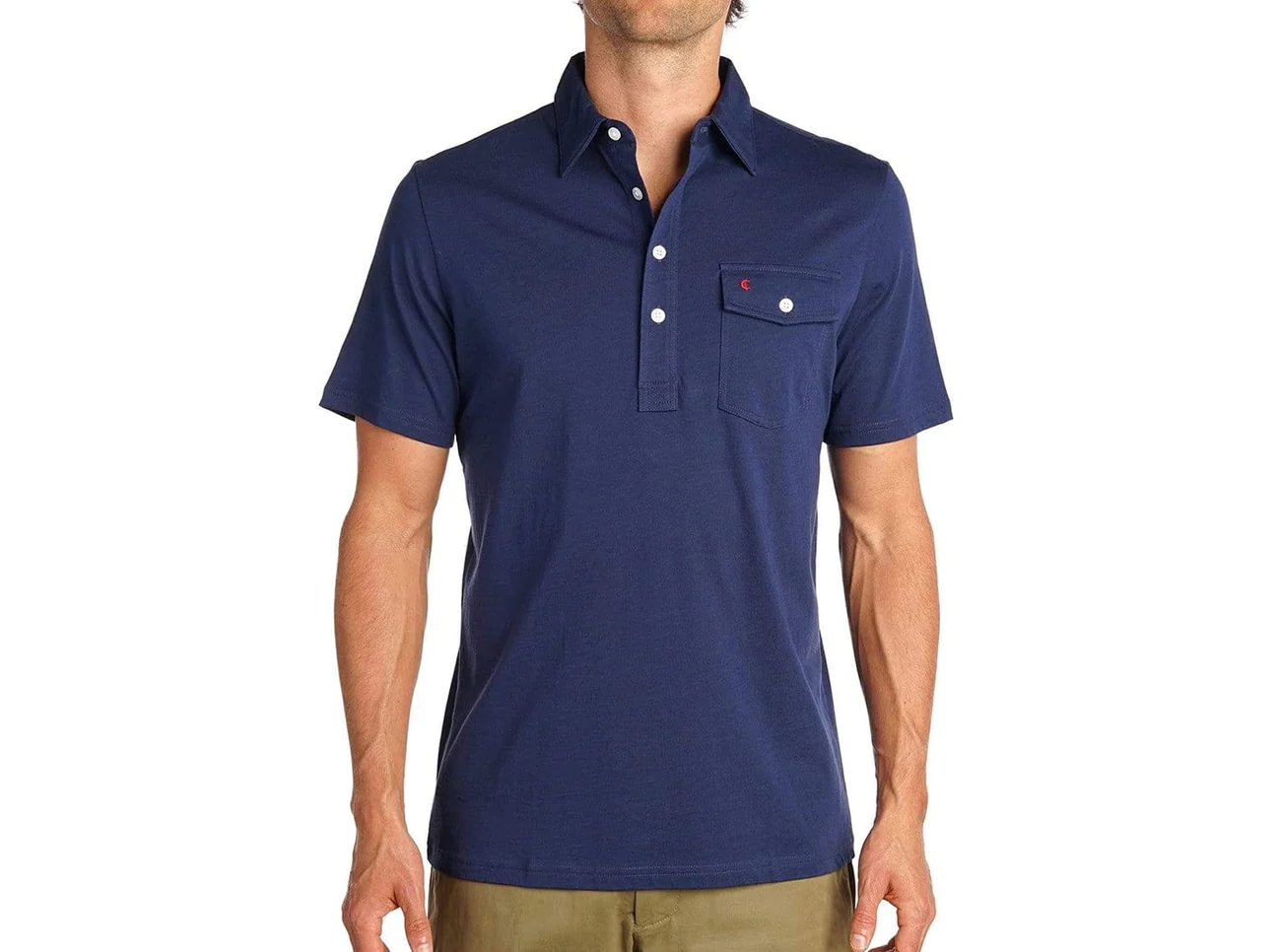 Man in blue polo shirt 