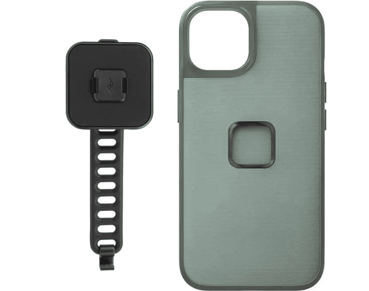 Universal bar mount and everyday phone case in green 