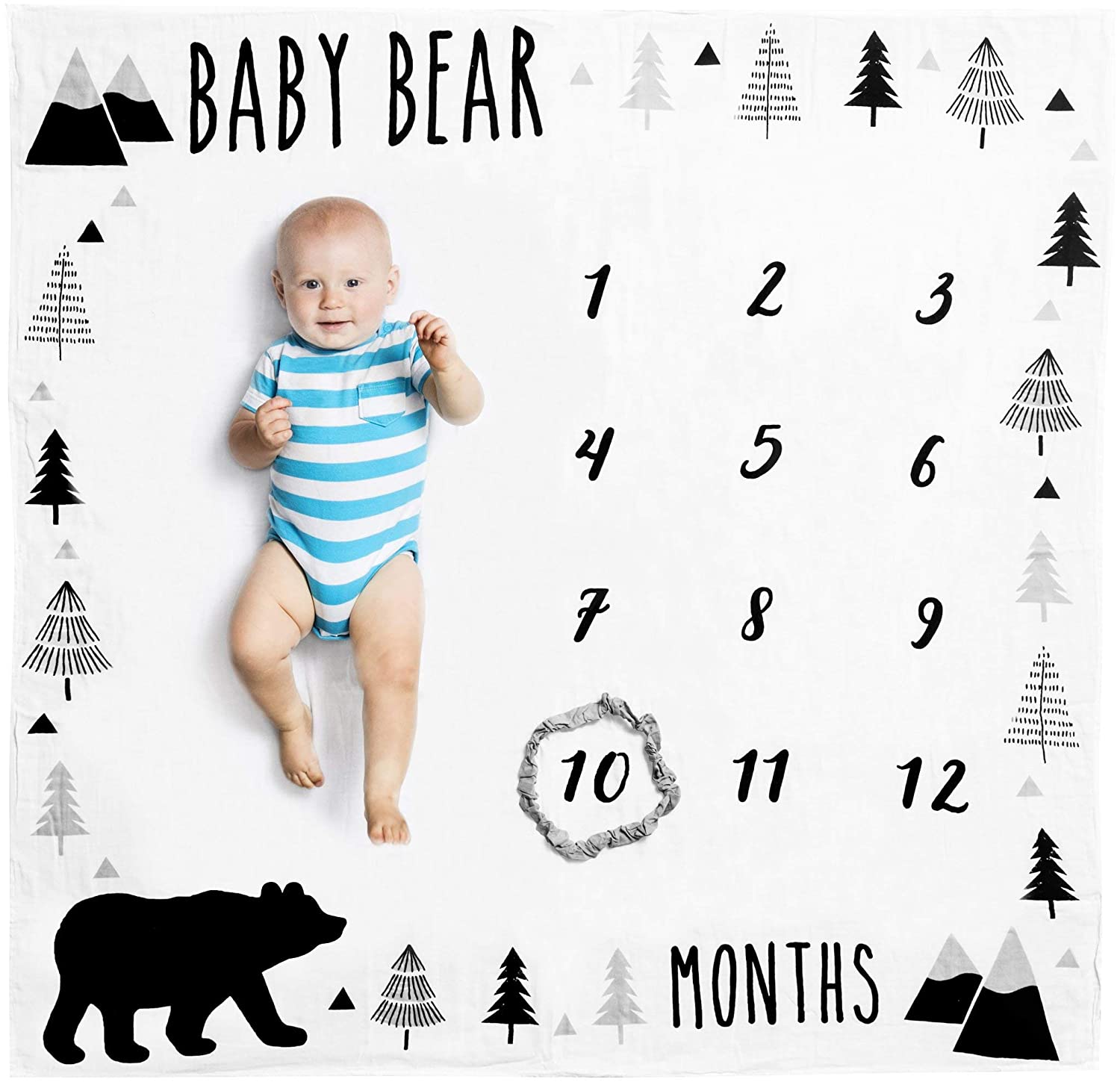 Pondering Pine Baby Bear Monthly Milestone Blanket