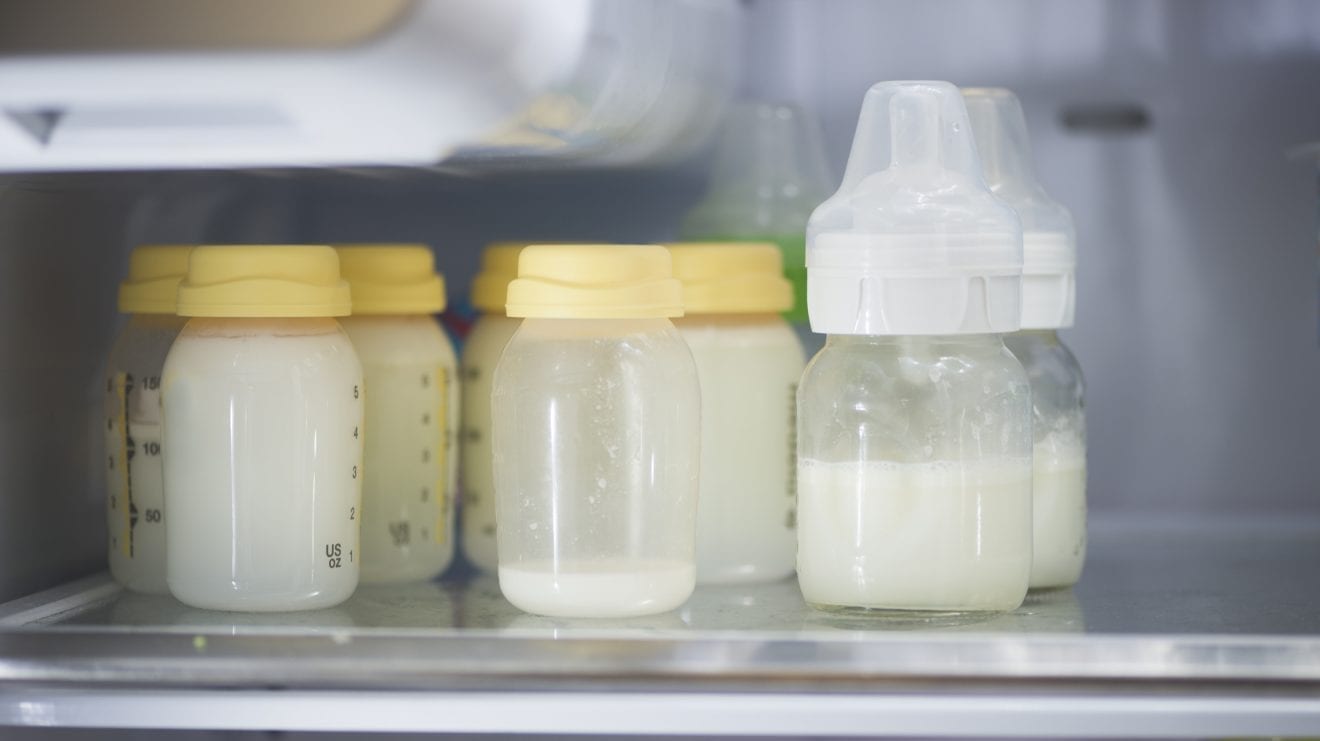 pumped breast milk in refrigerator