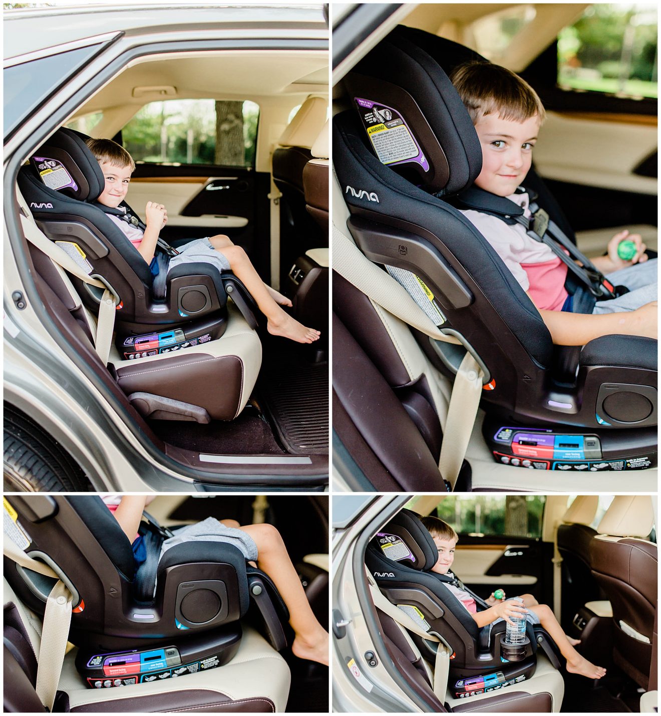 Little boy sitting in the NUNA EXEC all-in-one car seat forward-facing.
