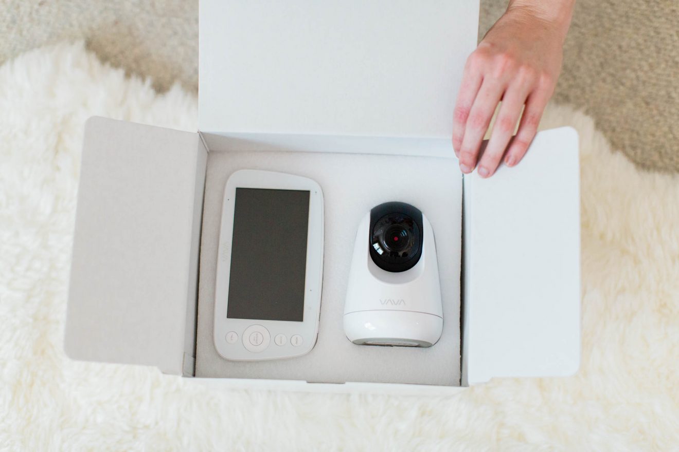 The VAVA video baby monitor inside the box.