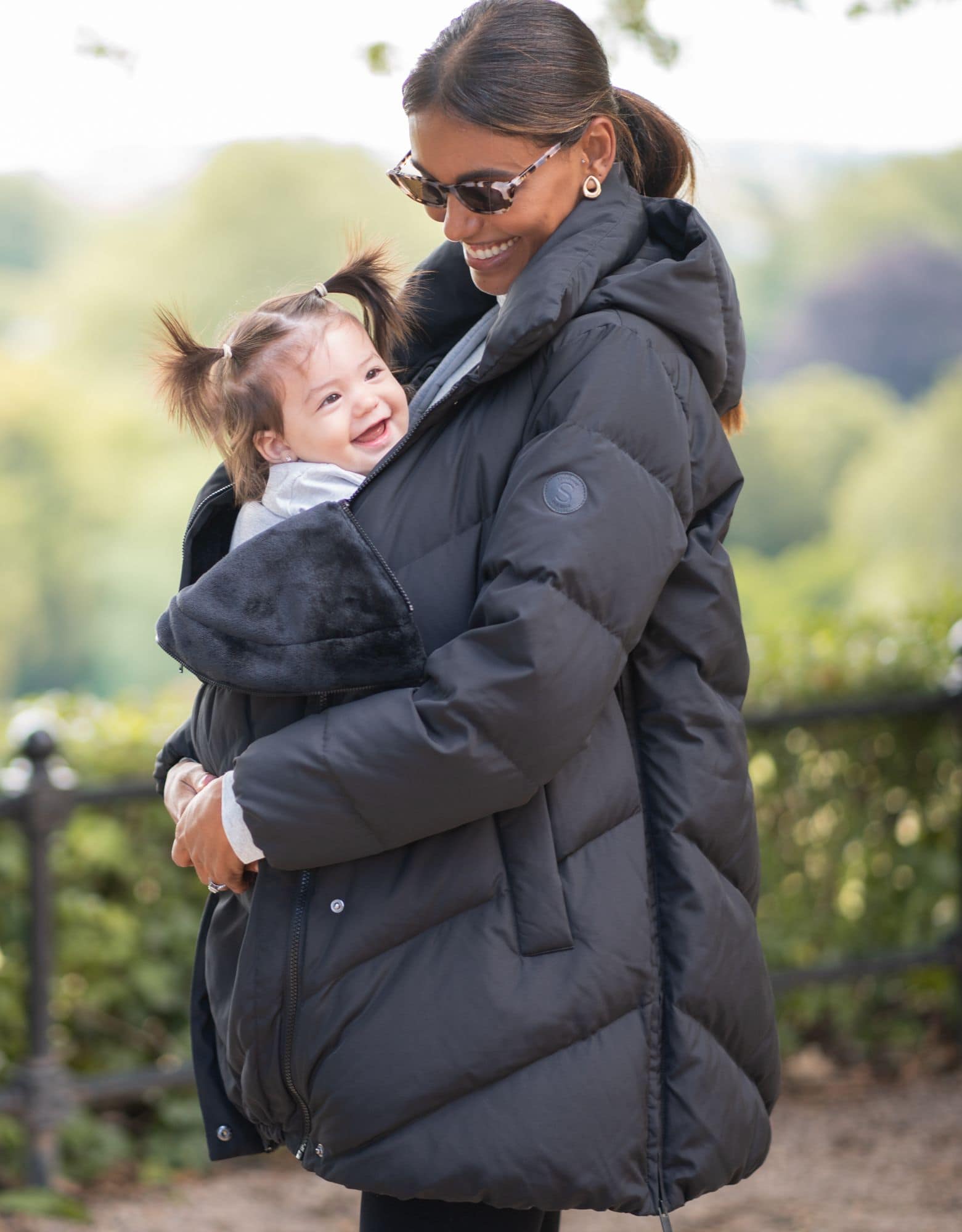 Seraphine Black Maternity and Babywearing Puffer Coat