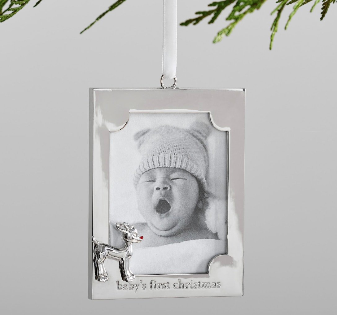 rudolph baby's first christmas picture frame ornament 