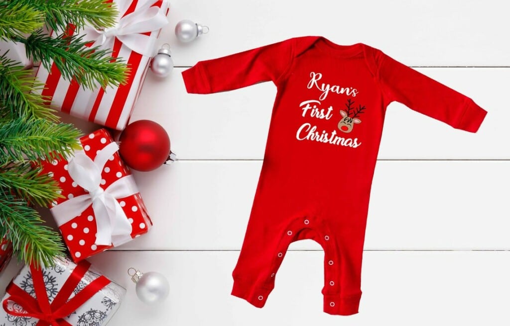 baby's first christmas romper