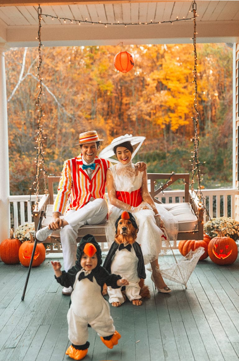 mary poppins family costume with mary, bert, and penguins
