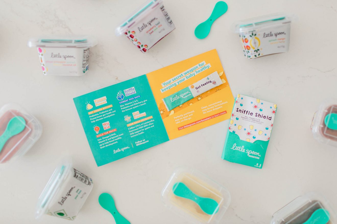 Little Spoon Boosters and Babyblends on a counter
