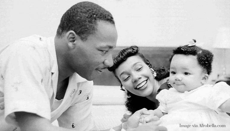 Martin Luther King Jr. with his wife and daughter.