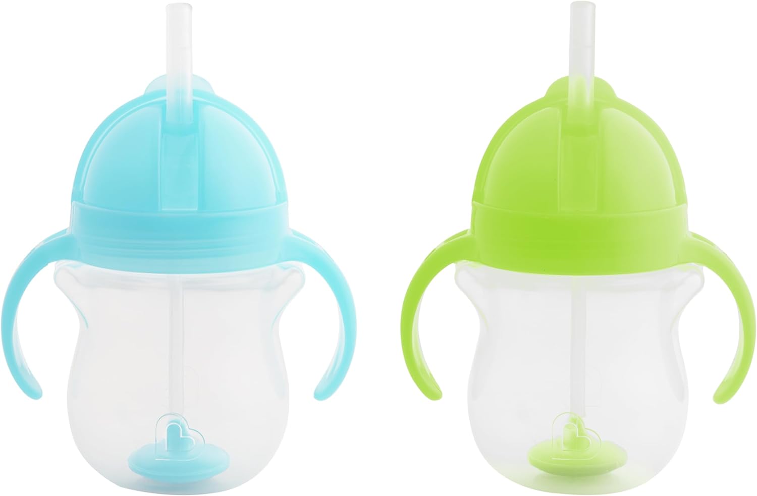 Munchkin® Any Angle™ Weighted Straw Trainer Cup with Click Lock™ Lid, 7 Ounce, 2 Count (Pack of 1), Blue/Green