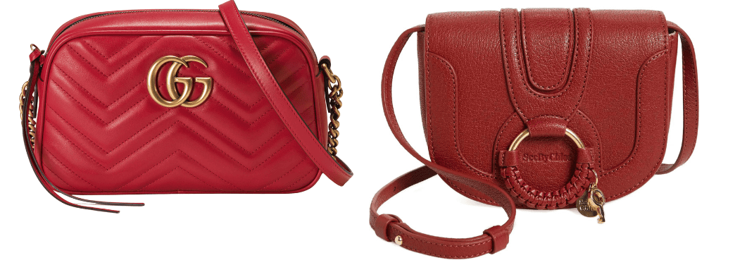 Two red crossbody bags 