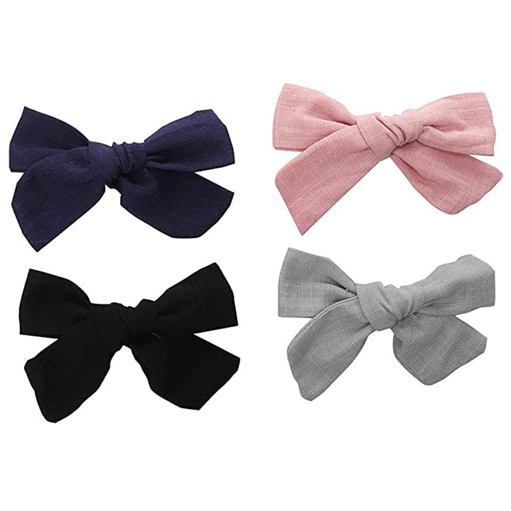 4 inches Bows For Girls Linen Fabric Hair Clips For Kids Toddlers Teens Children Gifts