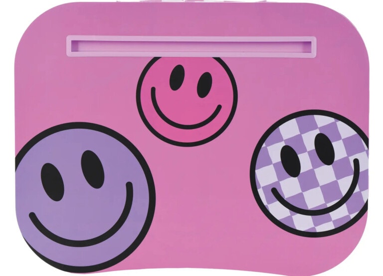 Smiley face pink and purple lap desk