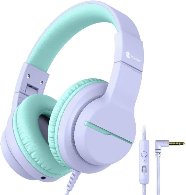 Purple and blue headphones