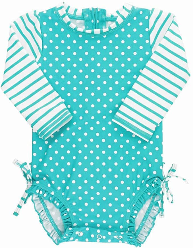 Blue and white girls swimsuit