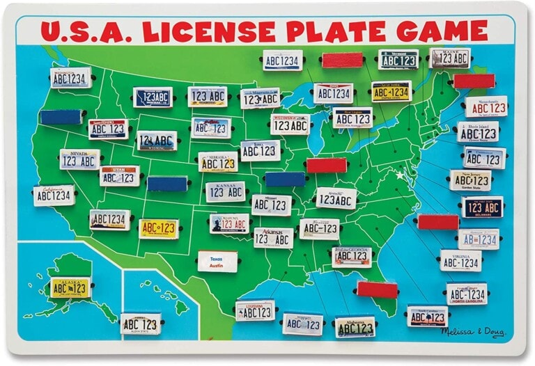 License plate game with the United States map