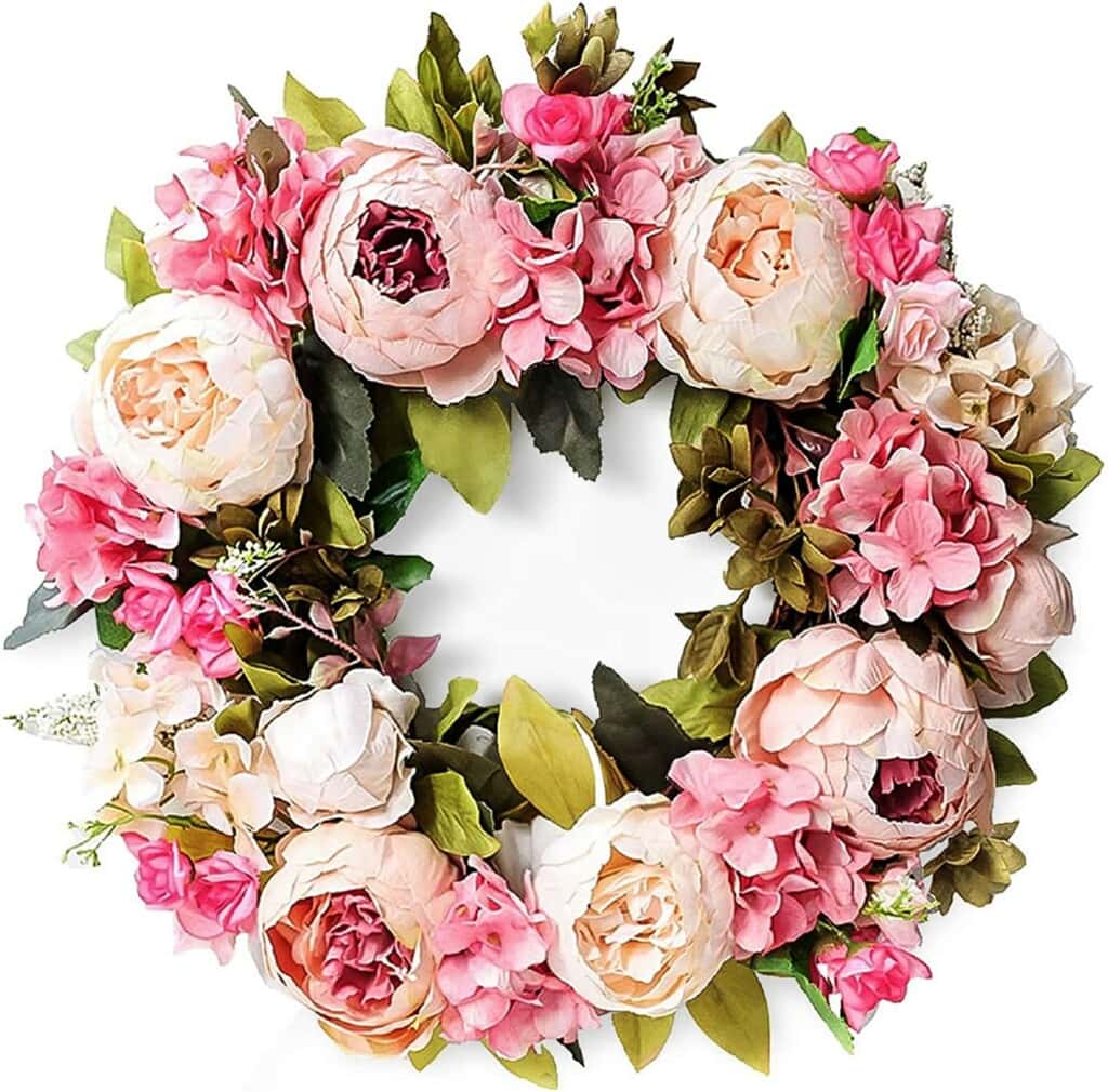 pink peony spring wreath