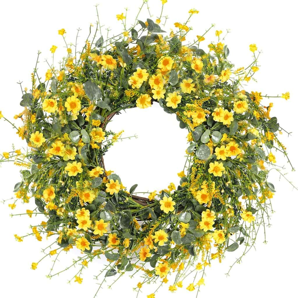 yellow daisy spring wreath