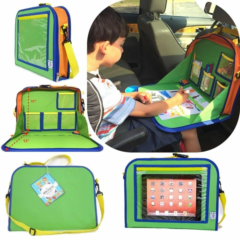 Green backseat organizer and activity station