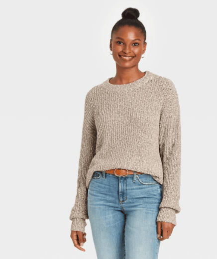 Women's Crewneck Textured Pullover Sweater