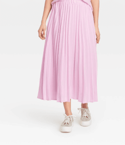 Women's Midi Pleated A-Line Skirt 