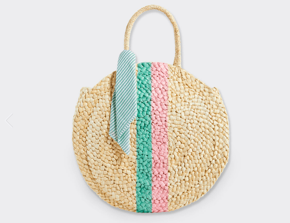 Printed Stripe Woven Straw Circle Tote Ratings