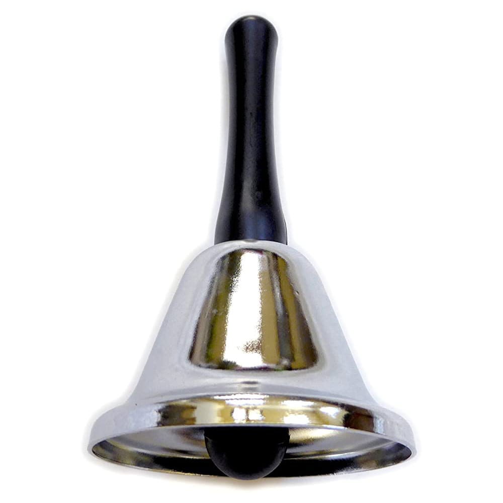 Superior Quality Steel Silver Call Bell Plastic Handle Hand Held Tea Office School Desk RingBell (1 Pc.)