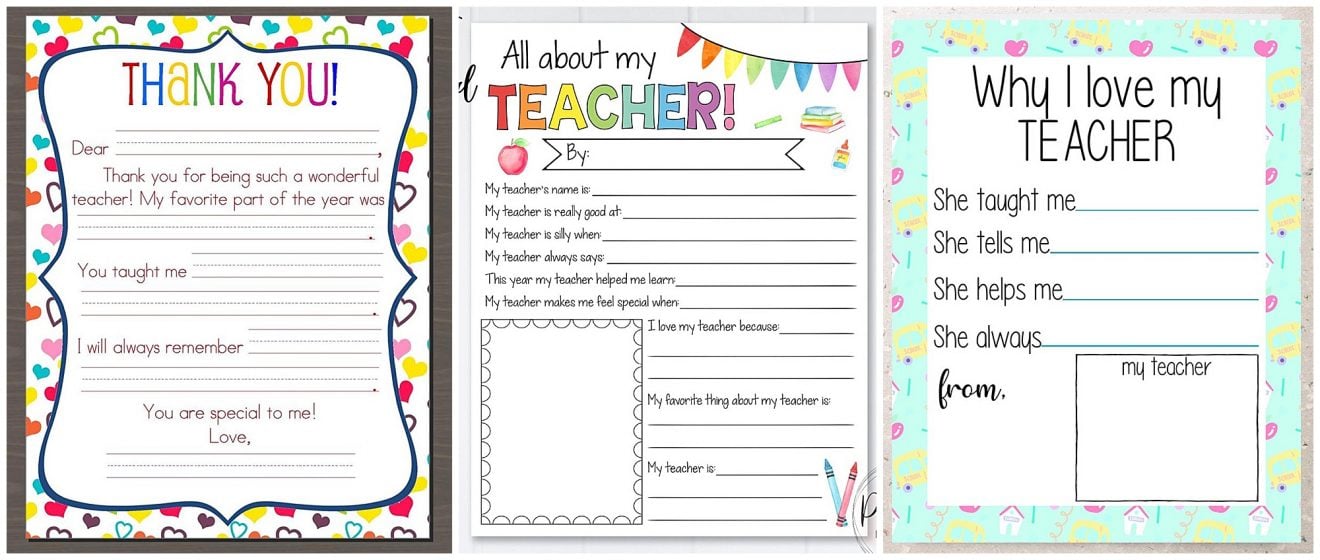 Teacher appreciation templates