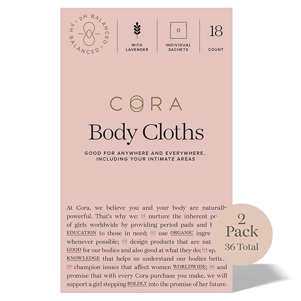 Cora Essential Oil Bamboo Feminine Wipes with Plant-Based pH Balanced Moisturizers