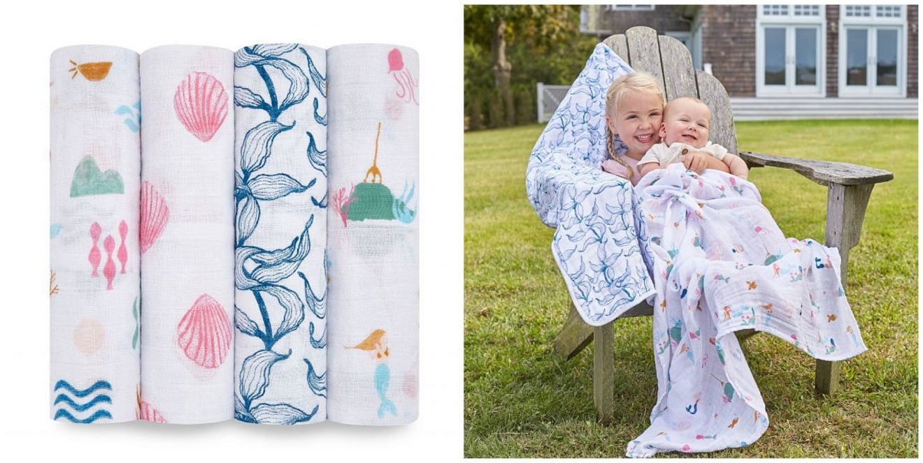 salty kisses classic muslin swaddle 4-pack from aden + anais