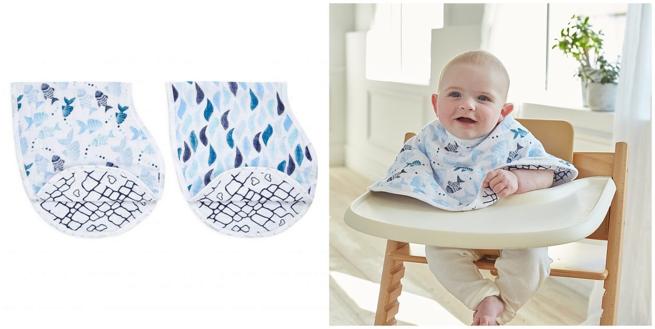 gone fishing classic muslin burpy bib 2-pack from aden + anais