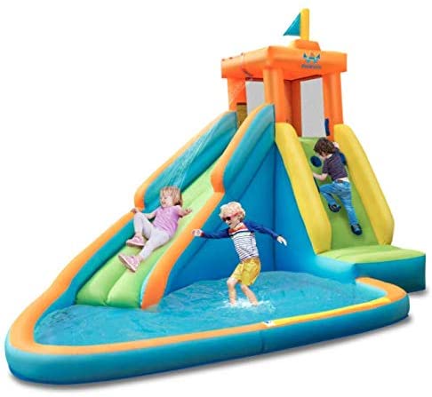 Jungle Co. Blow up Water Slides for Backyard- Water Bounce House with Slide- Inflatable waterslide for Kids