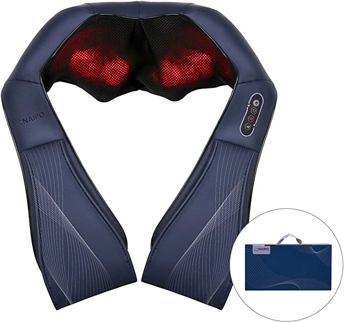 Naipo Shiatsu Back and Neck Massager with Heat Deep Kneading Massage for Neck, Back, Shoulder, Foot and Legs