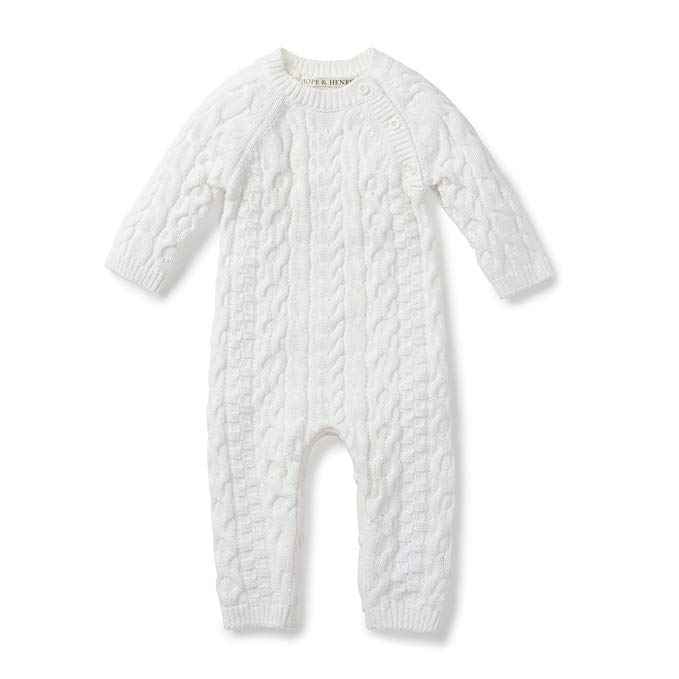 Hope & Henry Layette Cable Knit Sweater Romper