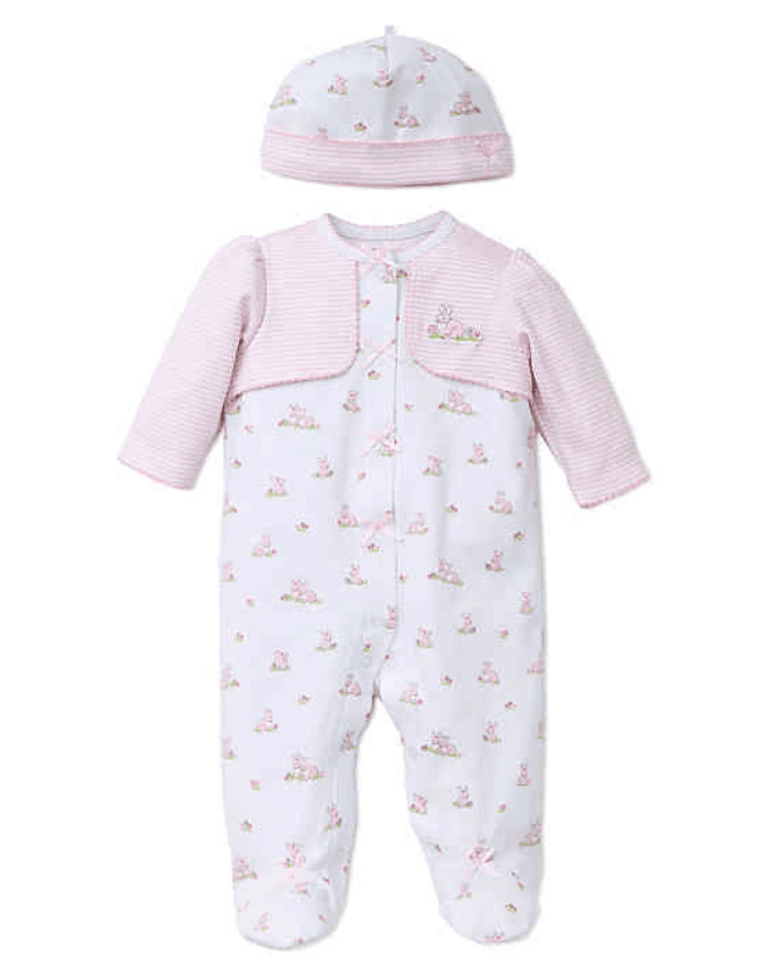 Little Me® Baby Bunnies 2-Piece Footie with Faux Jacket and Hat Set
