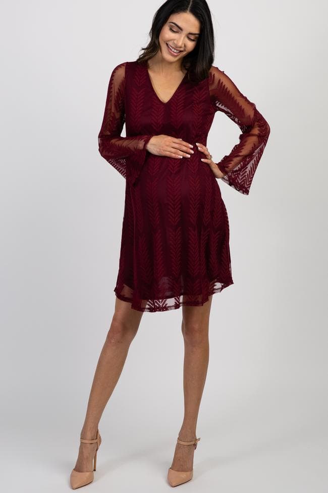 Red lace maternity dress
